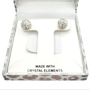 NEW Glitz Round Platinum Plated Crystal Elements Ball Stud Earrings
